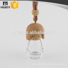 Lovely doll shape hanging decorations wood cap car perfume bottle